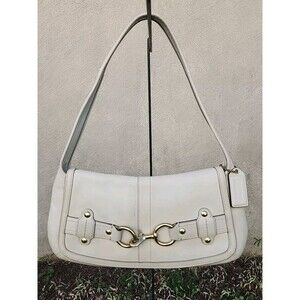 Vintage Coach Ergo 11263 Ivory Leather Belted Hobo Shoulder Bag Purse Handbag